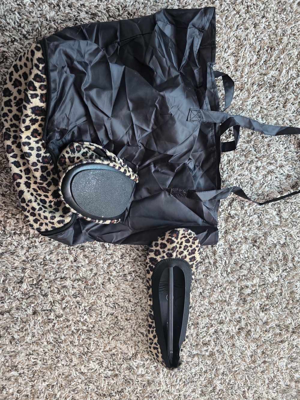 Leopard Print Foldable Ballet Flats with Matching Tote Bag
